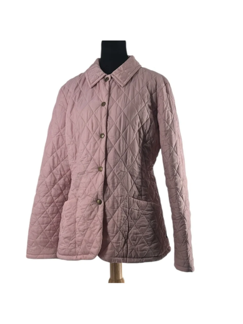 Barbour Quilted chore Jacket light pink light weight snap button sz 8